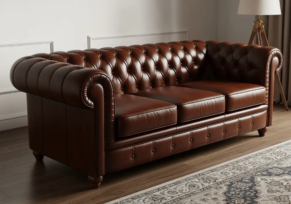 Chesterfield 3 places en cuir